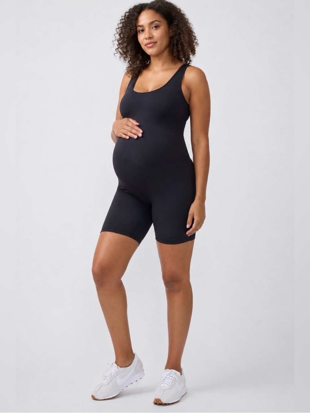 Ingrid and Isabel Everyday Maternity Seamless Tank Shorts Romper - Black